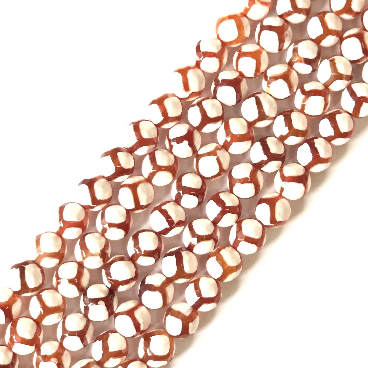 10mm Red White Faceted Tibetan Agate Stone Beads Stone Beads Tibetan Beads Charms Beads Beyond