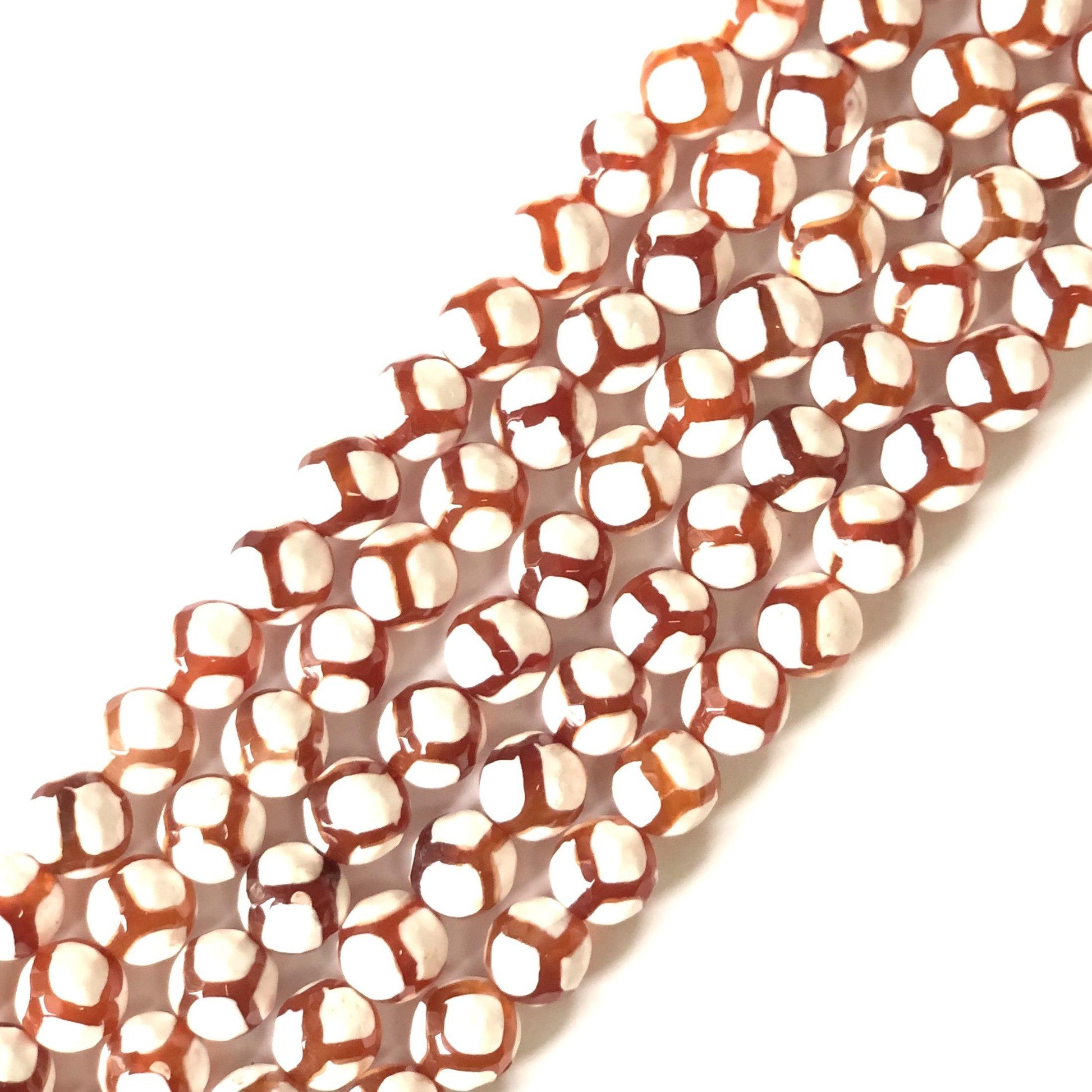 10mm Red White Faceted Tibetan Agate Stone Beads Stone Beads Tibetan Beads Charms Beads Beyond
