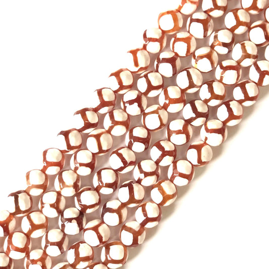 10mm Red White Faceted Tibetan Agate Stone Beads Stone Beads Tibetan Beads Charms Beads Beyond