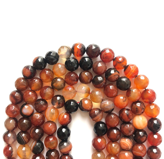2 Strands/lot 10mm Orange & Black Faceted Banded Agate Stone Beads Stone Beads Faceted Agate Beads Charms Beads Beyond