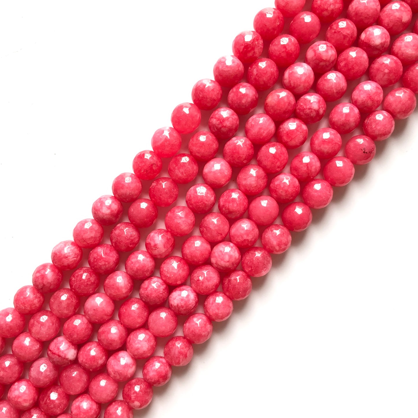 2 Strands/lot 10mm Pink Faceted Jade Stone Beads Stone Beads Faceted Jade Beads Charms Beads Beyond