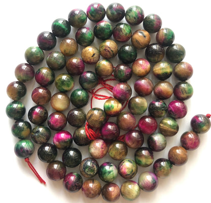 10mm Natural Tourmaline Tiger Eye Round Stone Beads Stone Beads Tiger Eye Beads Charms Beads Beyond