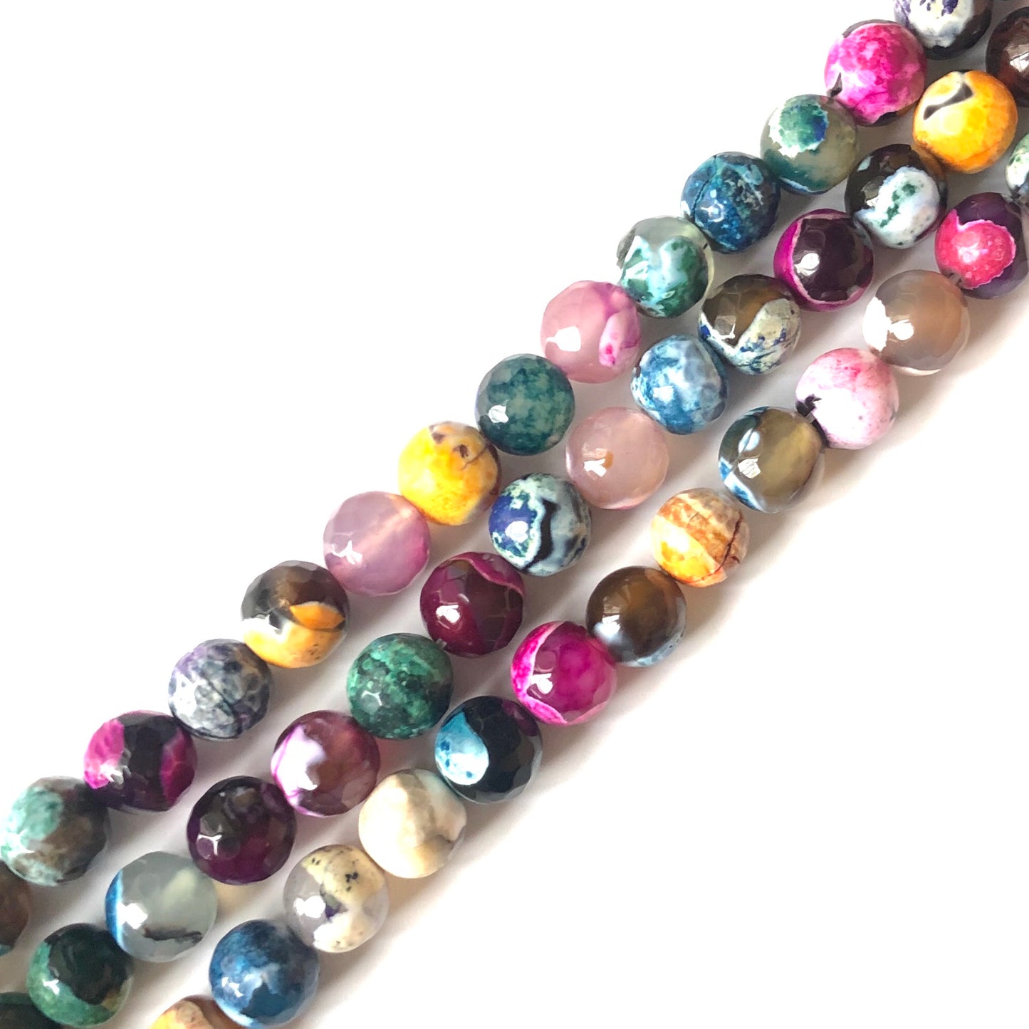 2 Strands/lot 10mm Multicolor Faceted Fire Agate Stone Beads Stone Beads Faceted Agate Beads Charms Beads Beyond