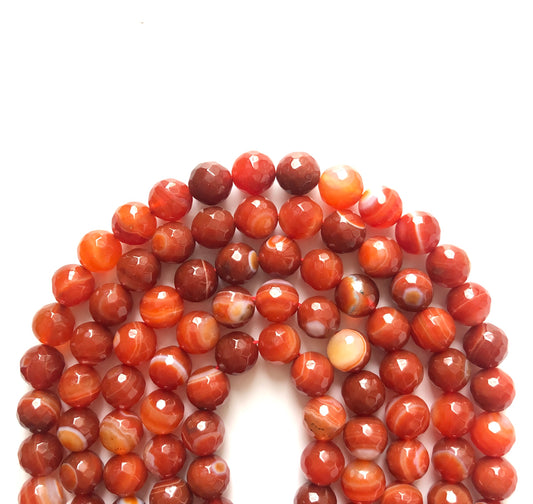2 Strands/lot 10mm Orange Faceted Banded Agate Stone Beads Stone Beads Faceted Agate Beads Charms Beads Beyond