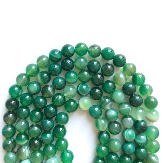 2 Strands/lot 10mm Green Banded Agate Round Stone Beads Stone Beads Round Agate Beads Charms Beads Beyond