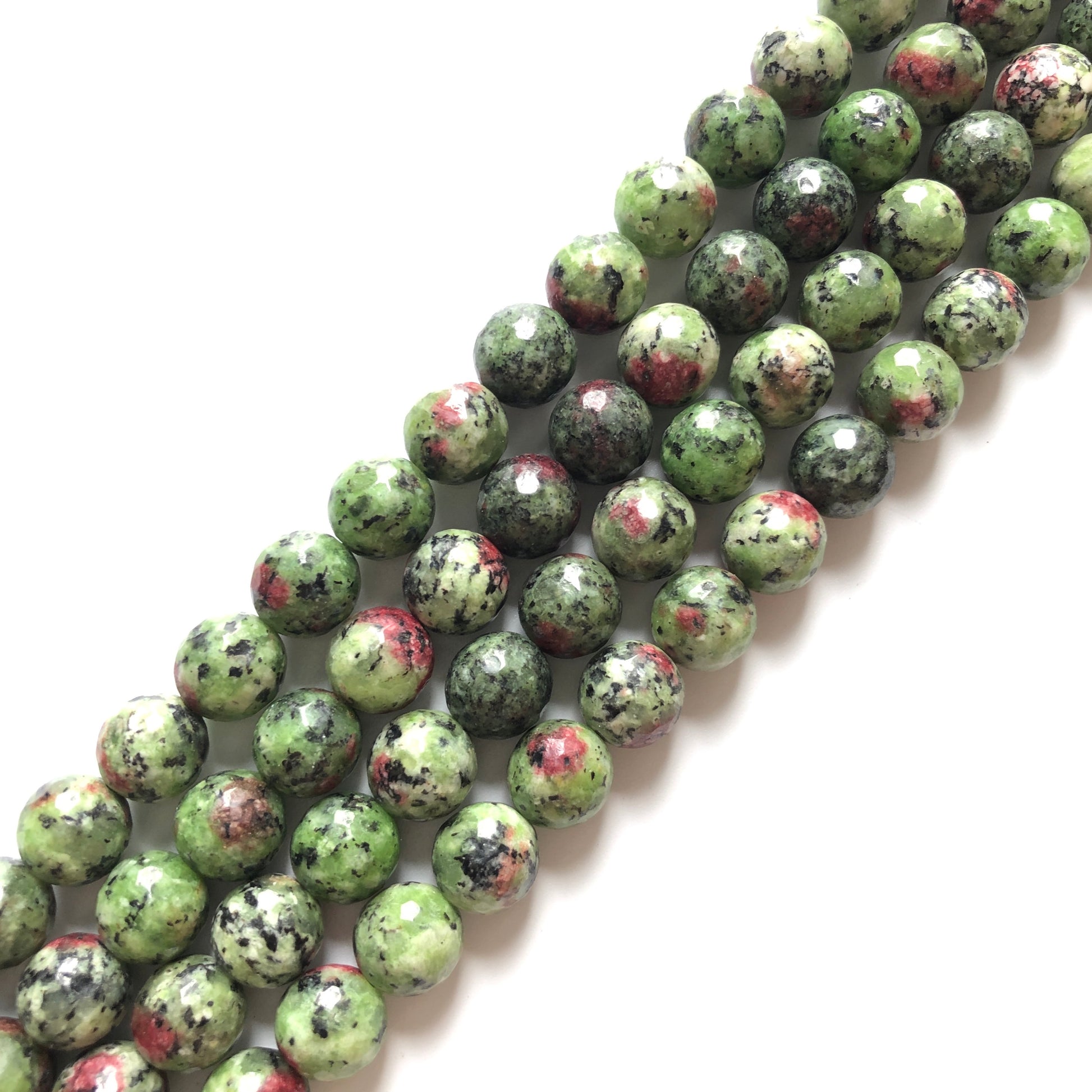 2 Strands/lot 10mm Green Red Kiwi Jasper Faceted Stone Beads Stone Beads Jasper Beads Charms Beads Beyond