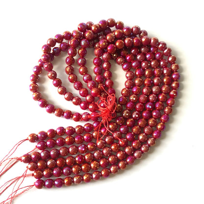 2 Strands/lot 10/12mm Electroplated AB Red Faceted Jade Stone Beads Electroplated Beads Electroplated Faceted Jade Beads Charms Beads Beyond