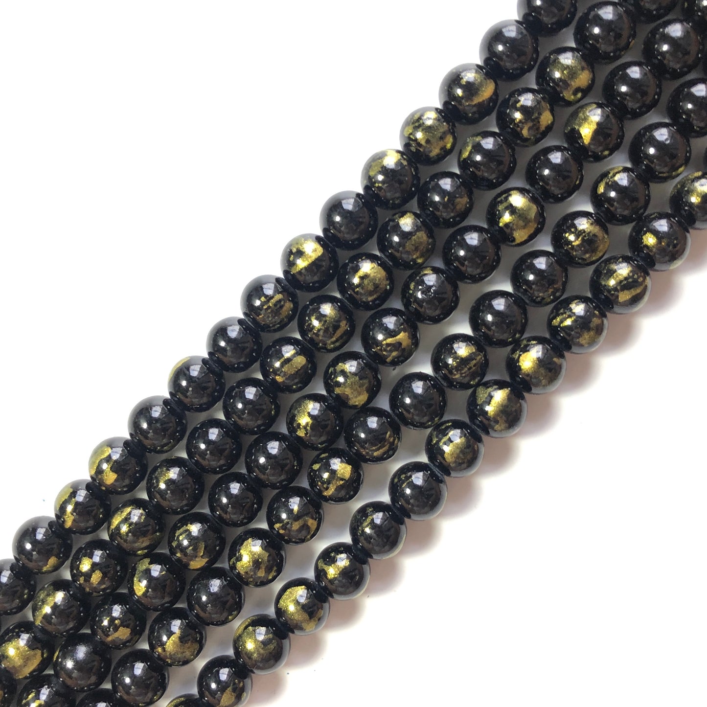 2 Strands/lot 8mm, 10mm Black Gold Plated Jade Round Stone Beads Stone Beads 8mm Stone Beads Gold Plated Jade Beads Round Jade Beads Charms Beads Beyond