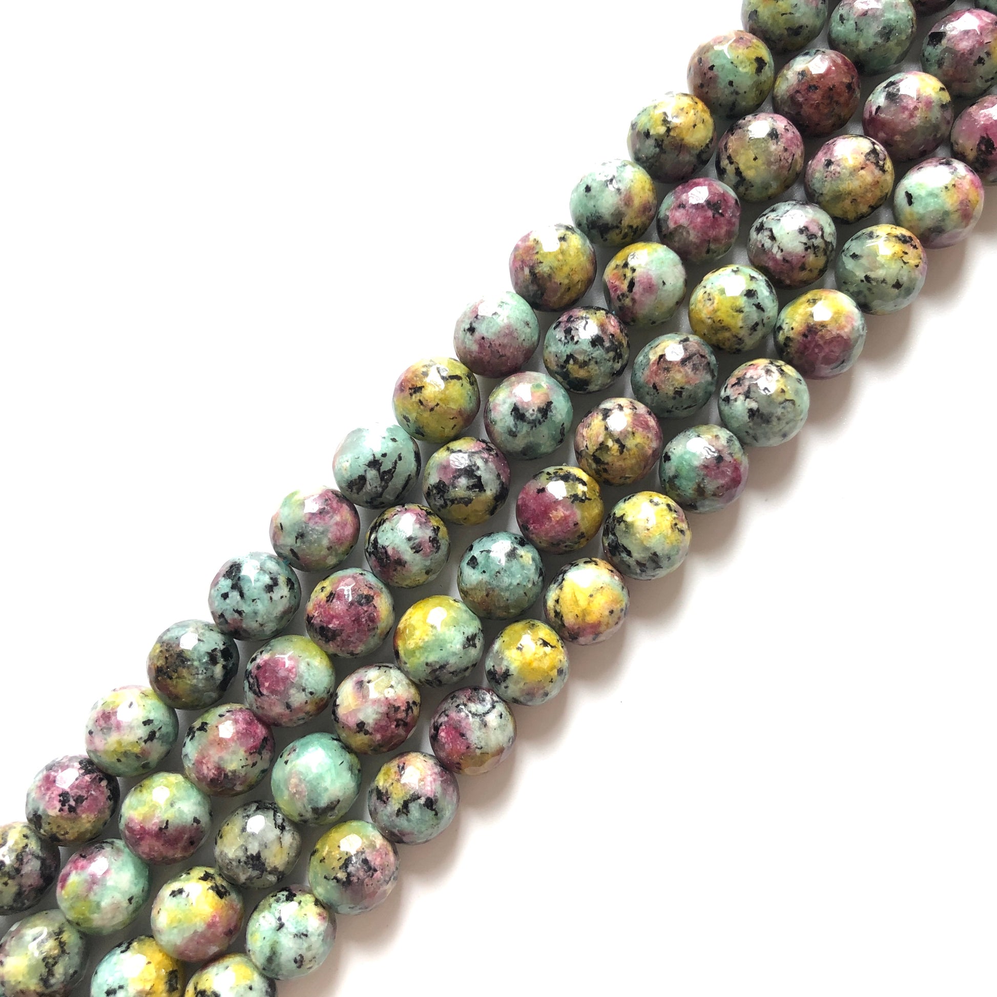 2 Strands/lot 10mm Green Red Yellow Kiwi Jasper Faceted Stone Beads Stone Beads Jasper Beads Charms Beads Beyond