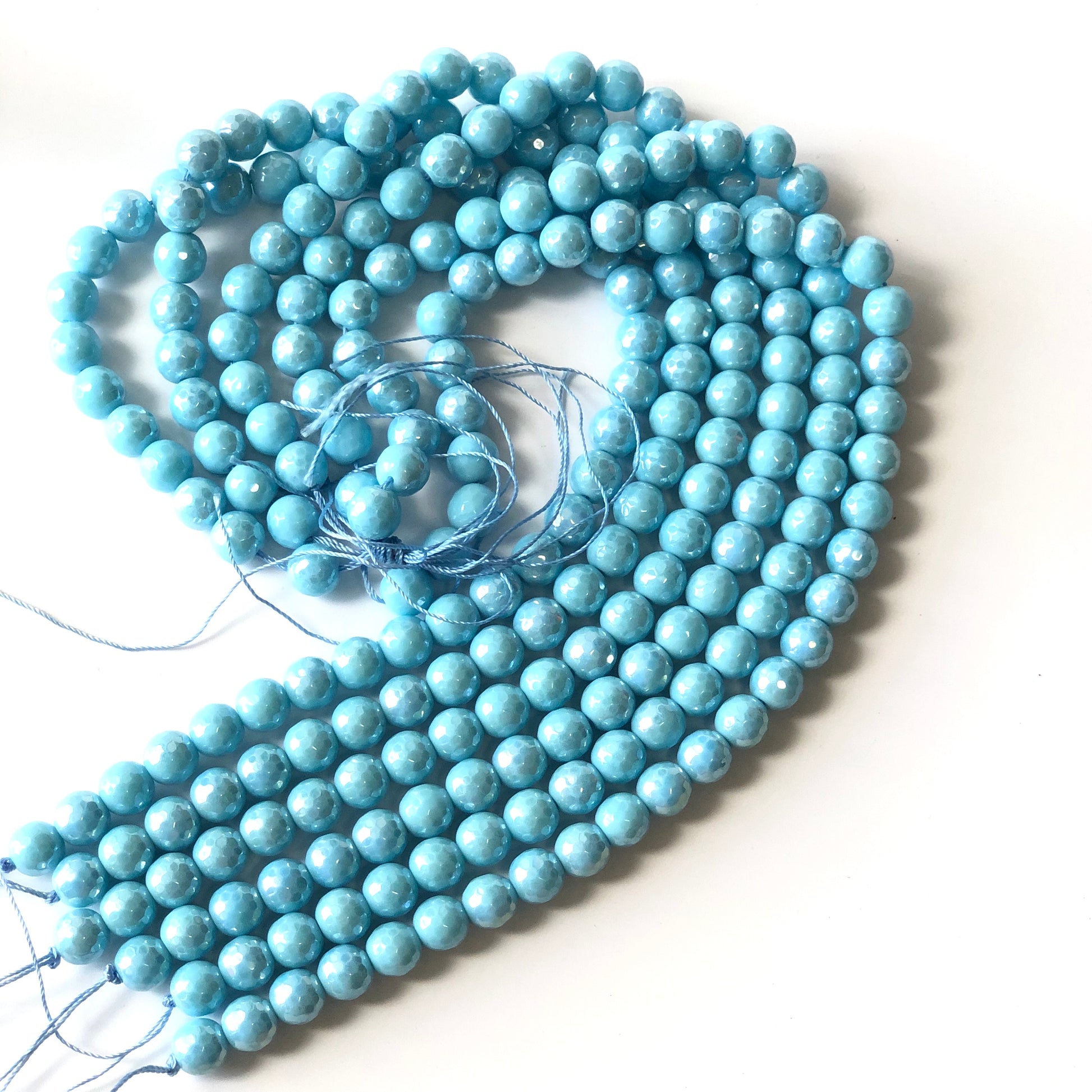 2 Strands/lot 10mm Light Turquoise Electroplated Faceted Jade Stone Beads Electroplated Beads Electroplated Faceted Jade Beads Charms Beads Beyond