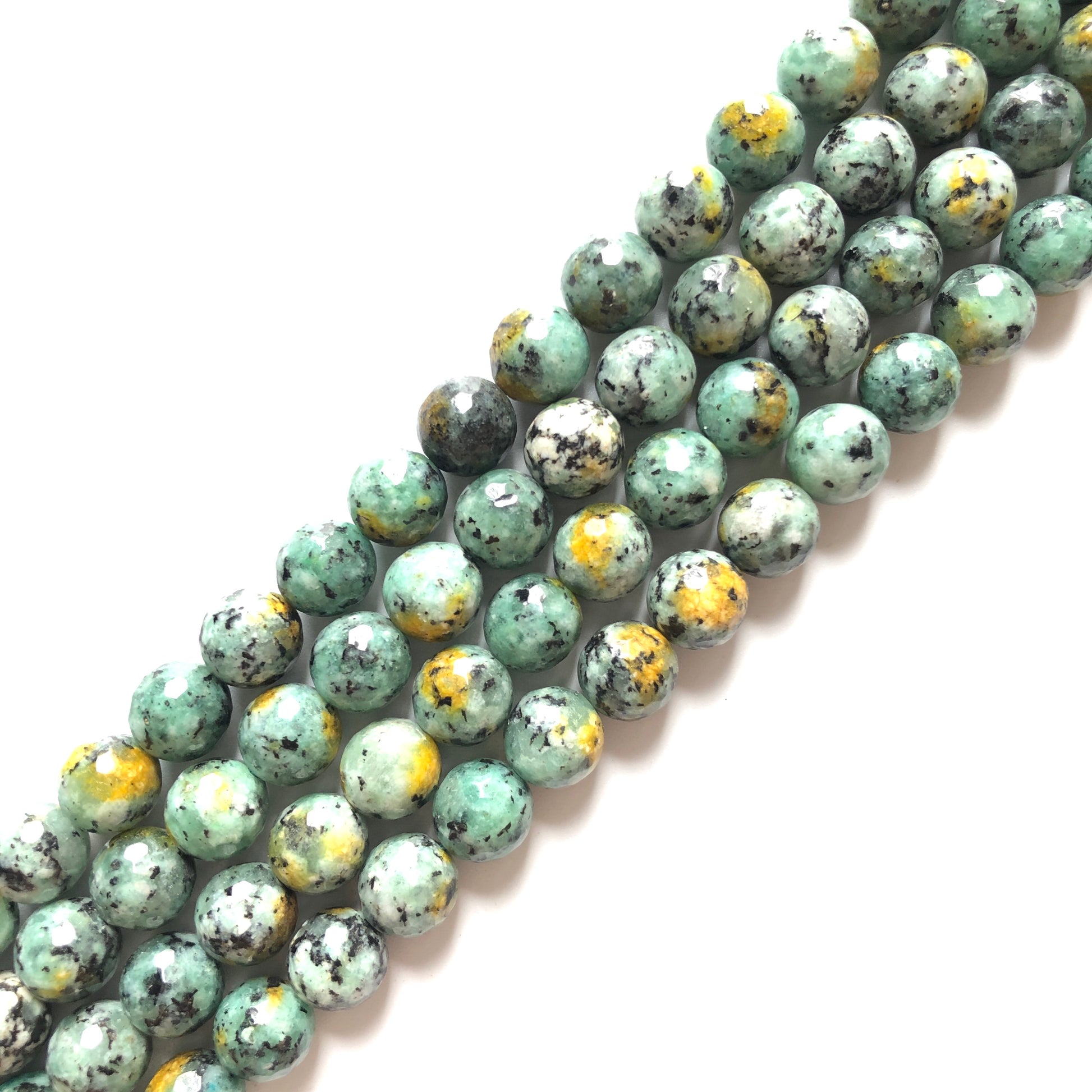 2 Strands/lot 10mm Green Yellow Kiwi Jasper Faceted Stone Beads Stone Beads Jasper Beads Charms Beads Beyond