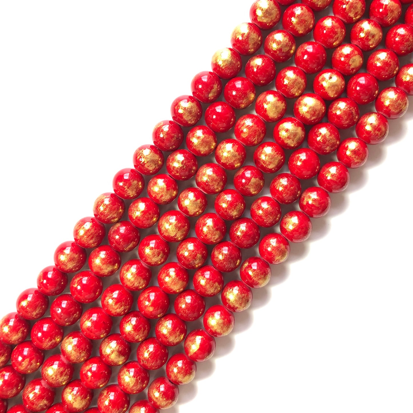2 Strands/lot 8mm, 10mm Red Gold Plated Jade Round Stone Beads Stone Beads 8mm Stone Beads Gold Plated Jade Beads Round Jade Beads Charms Beads Beyond