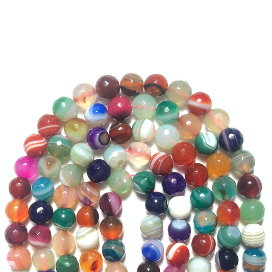 2 Strands/lot 10mm Multicolor Faceted Banded Agate Stone Beads Stone Beads Faceted Agate Beads Charms Beads Beyond