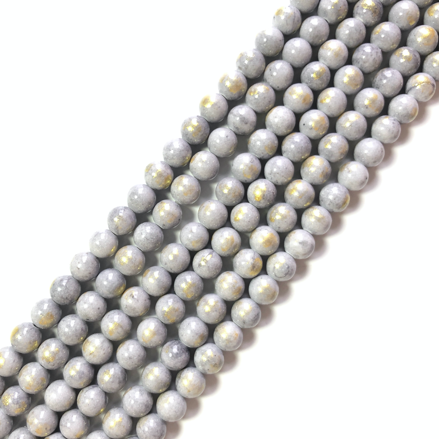 2 Strands/lot 8mm, 10mm Gray Gold Plated Jade Round Stone Beads Stone Beads 8mm Stone Beads Gold Plated Jade Beads Round Jade Beads Charms Beads Beyond