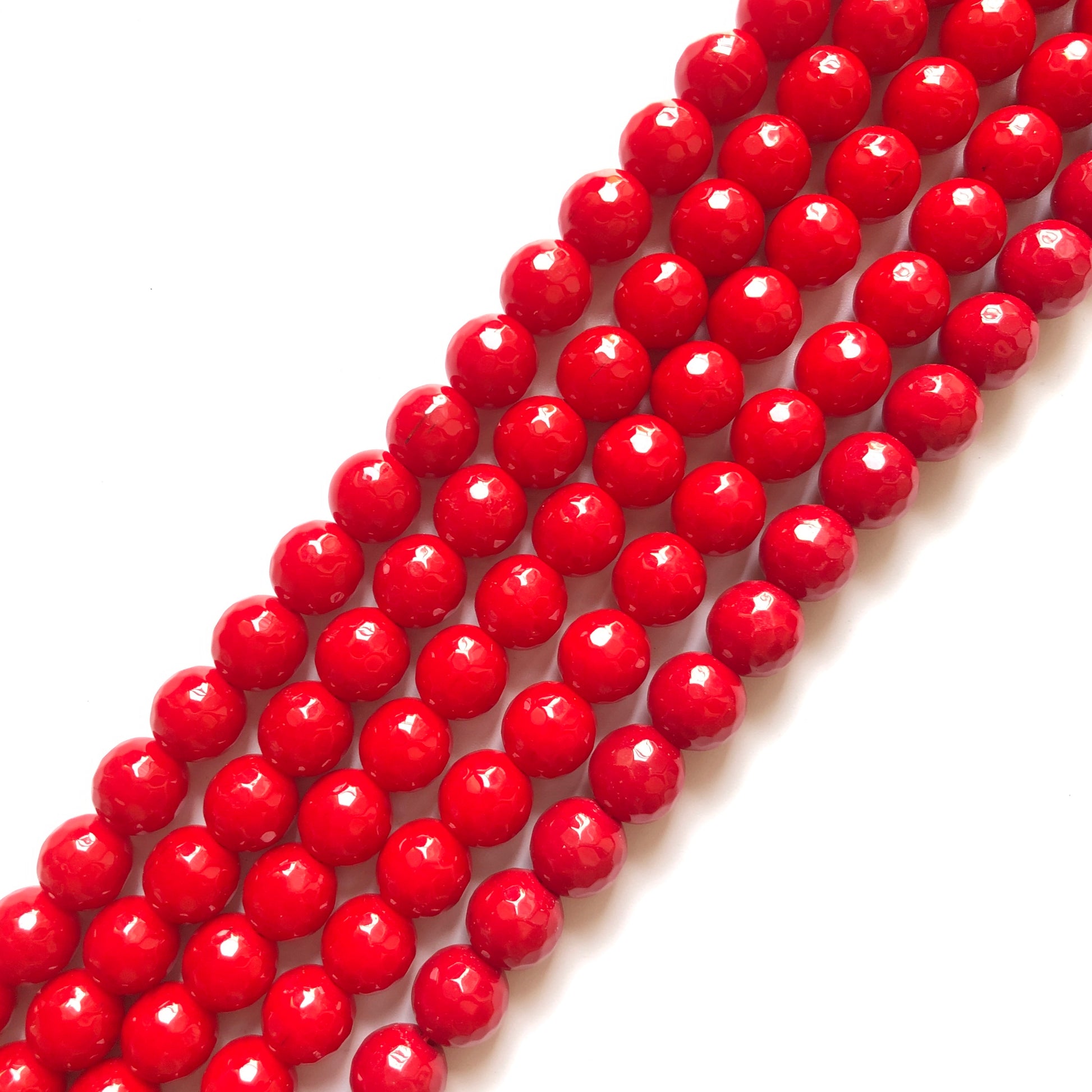 2 Strands/lot 10mm Red Faceted Jade Stone Beads Stone Beads Faceted Jade Beads Charms Beads Beyond