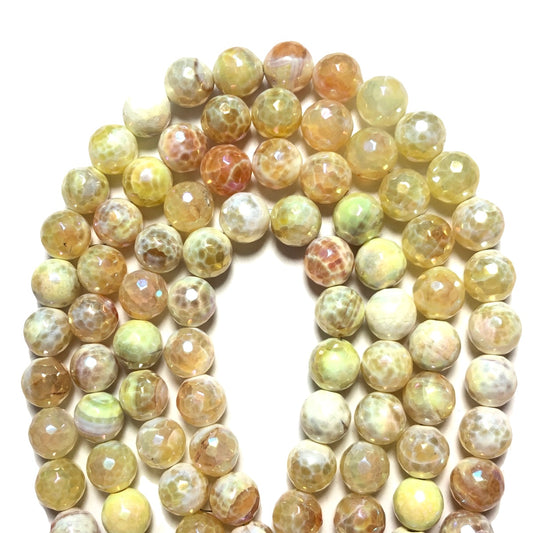 2 Strands/lot 12mm Electroplated AB Yellow Fire Agate Faceted Stone Beads Electroplated Beads 12mm Stone Beads Electroplated Faceted Agate Beads New Beads Arrivals Charms Beads Beyond