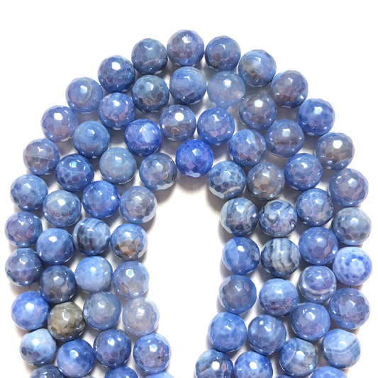 2 Strands/lot 12mm Electroplated Light Blue Fire Agate Faceted Stone Beads Electroplated Beads 12mm Stone Beads Electroplated Faceted Agate Beads New Beads Arrivals Charms Beads Beyond