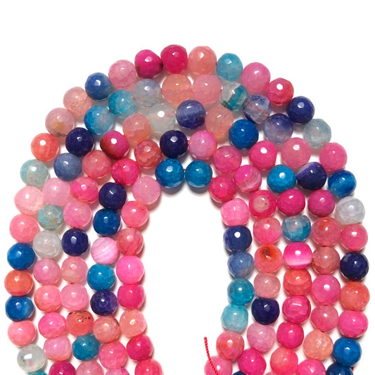 2 Strands/lot 10mm Hot Pink Blue Multicolor Dragon Agate Faceted Stone Beads Stone Beads Faceted Agate Beads Charms Beads Beyond
