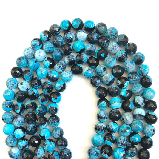 2 Strands/lot 10mm Turquoise Black Faceted Fire Agate Stone Beads Stone Beads Faceted Agate Beads New Beads Arrivals Charms Beads Beyond