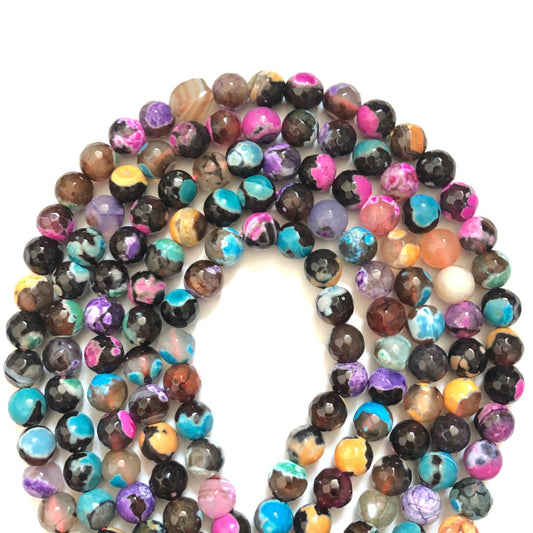 2 Strands/lot 10mm Multicolor Faceted Fire Agate Stone Beads Stone Beads Faceted Agate Beads Charms Beads Beyond