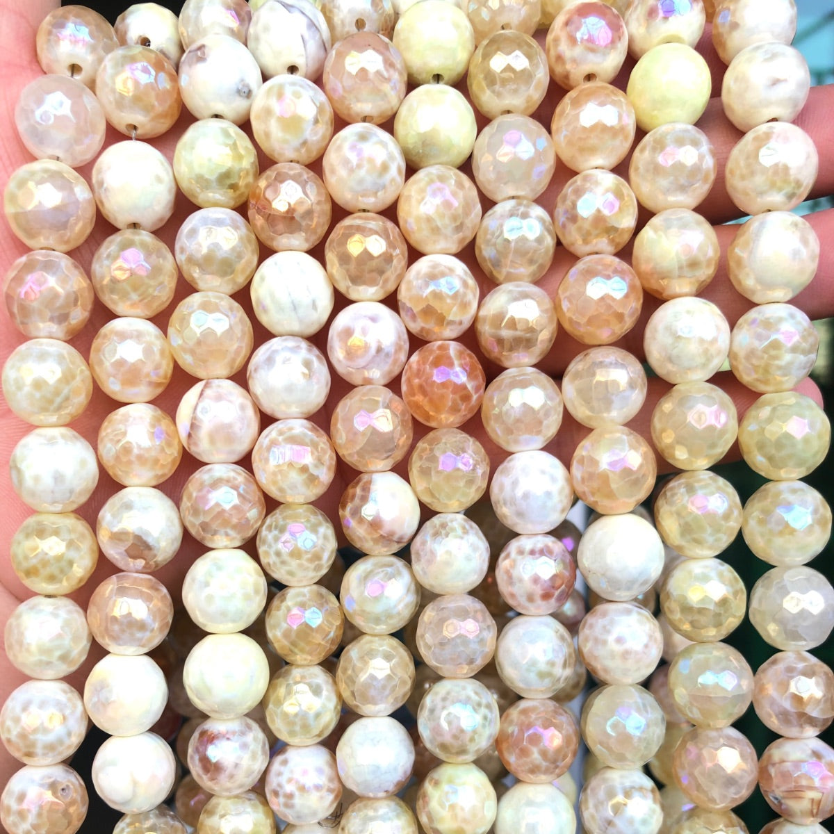 2 Strands/lot 12mm Electroplated AB Yellow Fire Agate Faceted Stone Beads Electroplated Beads 12mm Stone Beads Electroplated Faceted Agate Beads New Beads Arrivals Charms Beads Beyond