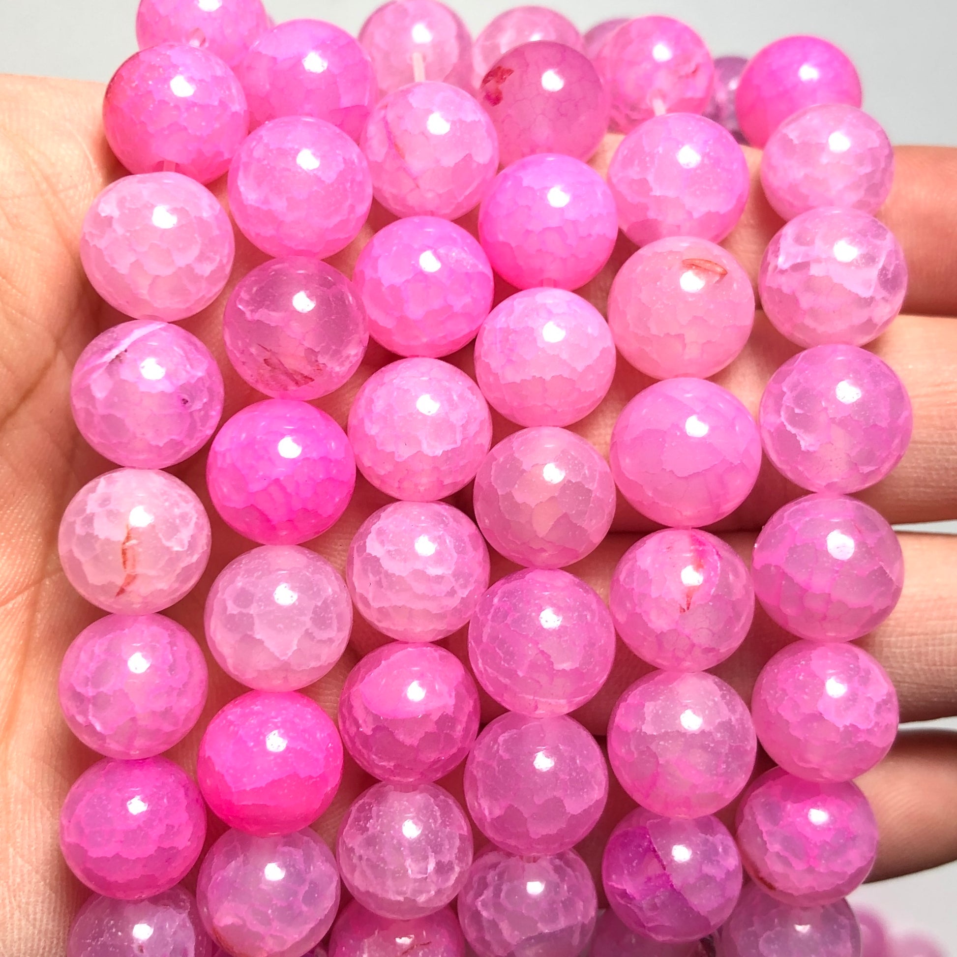 2 Strands/lot 10mm Pink Dragon Agate Round Stone Beads Stone Beads Breast Cancer Awareness Faceted Agate Beads Charms Beads Beyond