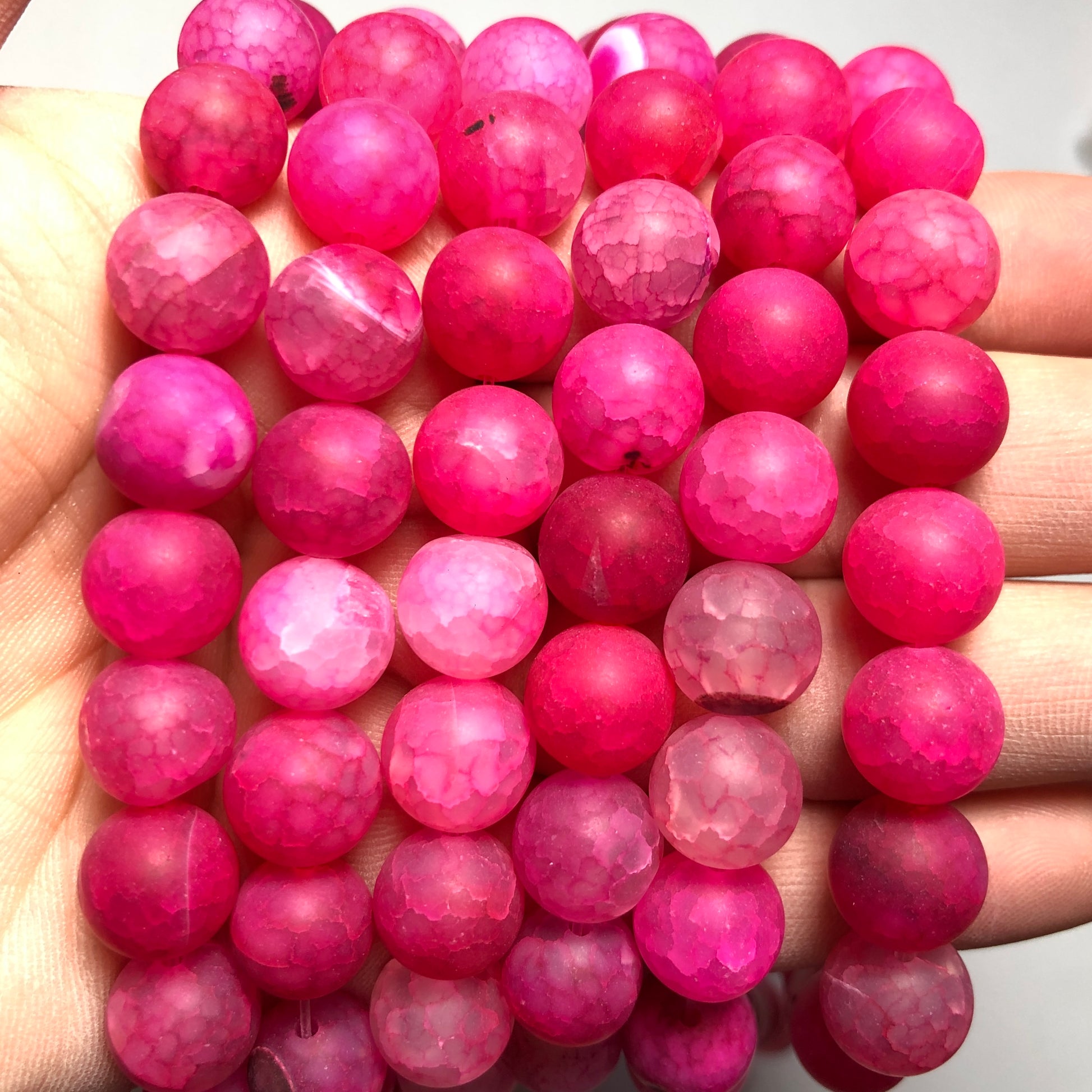 2 Strands/lot 10mm Matte Fuchsia Dragon Agate Round Stone Beads Stone Beads Breast Cancer Awareness Faceted Agate Beads Charms Beads Beyond