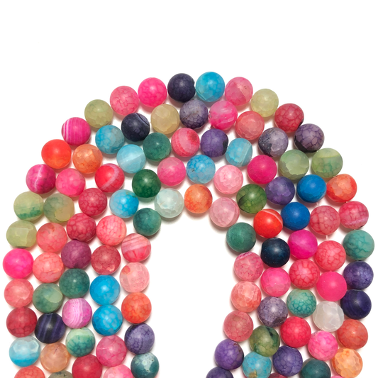 2 Strands/lot 10mm Matte Multicolor Dragon Agate Round Stone Beads Stone Beads Faceted Agate Beads Charms Beads Beyond