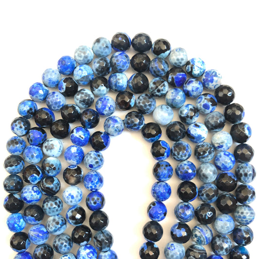 2 Strands/lot 10mm Blue Black Faceted Fire Agate Stone Beads Stone Beads Faceted Agate Beads New Beads Arrivals Charms Beads Beyond