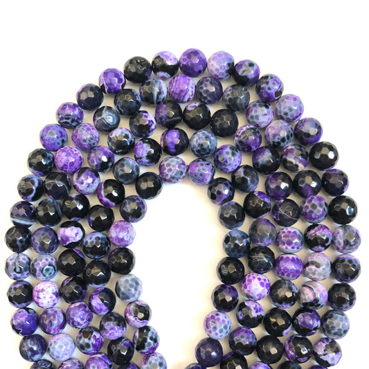 2 Strands/lot 10mm Purple Black Faceted Fire Agate Stone Beads Stone Beads Faceted Agate Beads New Beads Arrivals Charms Beads Beyond