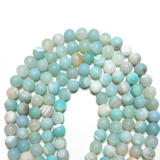 2 Strands/lot 10mm Light Blue Stripe Botswana Agate Matte Stone Round Beads Stone Beads New Beads Arrivals Round Agate Beads Charms Beads Beyond