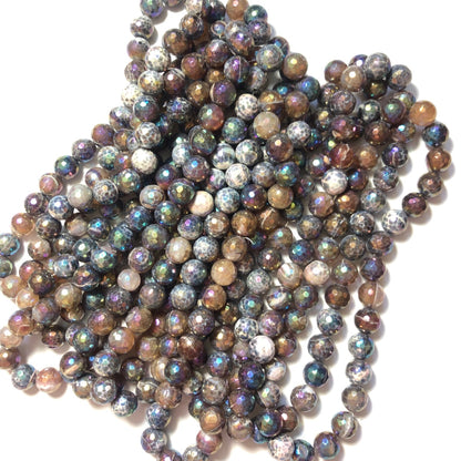 2 Strands/lot 12mm Electroplated AB Brown Agate Faceted Stone Beads Electroplated Beads 12mm Stone Beads Electroplated Faceted Agate Beads New Beads Arrivals Charms Beads Beyond