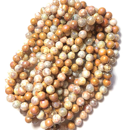 2 Strands/lot 12mm Electroplated AB Orange Fire Agate Faceted Stone Beads Electroplated Beads 12mm Stone Beads Electroplated Faceted Agate Beads New Beads Arrivals Charms Beads Beyond