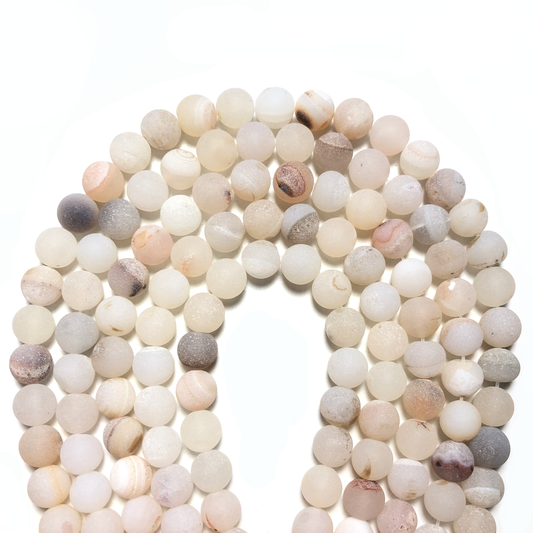 2 Strands/lot 10mm Matte White Banded Agate Round Stone Beads Stone Beads New Beads Arrivals Round Agate Beads Charms Beads Beyond