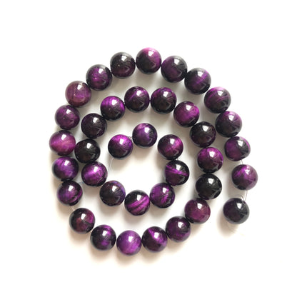 8mm, 10mm Purple Tiger Eye Round Stone Beads Stone Beads 8mm Stone Beads Tiger Eye Beads Charms Beads Beyond