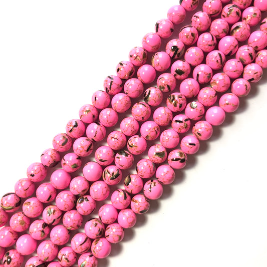 2 Strands/lot 8mm, 10mm Fuchsia Shell Turquoise Round Stone Beads Stone Beads 8mm Stone Beads Breast Cancer Awareness Turquoise Beads Charms Beads Beyond