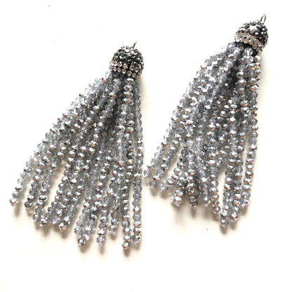 3pcs/lot Electroplated Half Silver Crystal Tassel Pendant for Jewelry Making Crystal Tassels Charms Beads Beyond