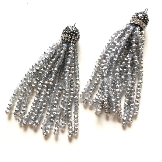 3pcs/lot Electroplated Half Silver Crystal Tassel Pendant for Jewelry Making Crystal Tassels Charms Beads Beyond