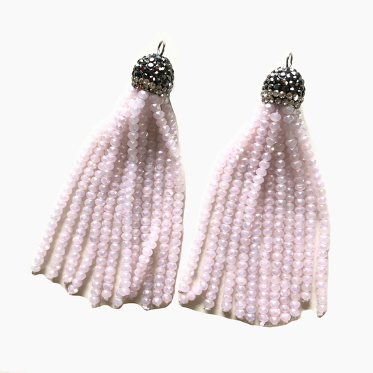 3pcs/lot Light Pink AB Crystal Tassel Pendant for Jewelry Making Crystal Tassels Charms Beads Beyond
