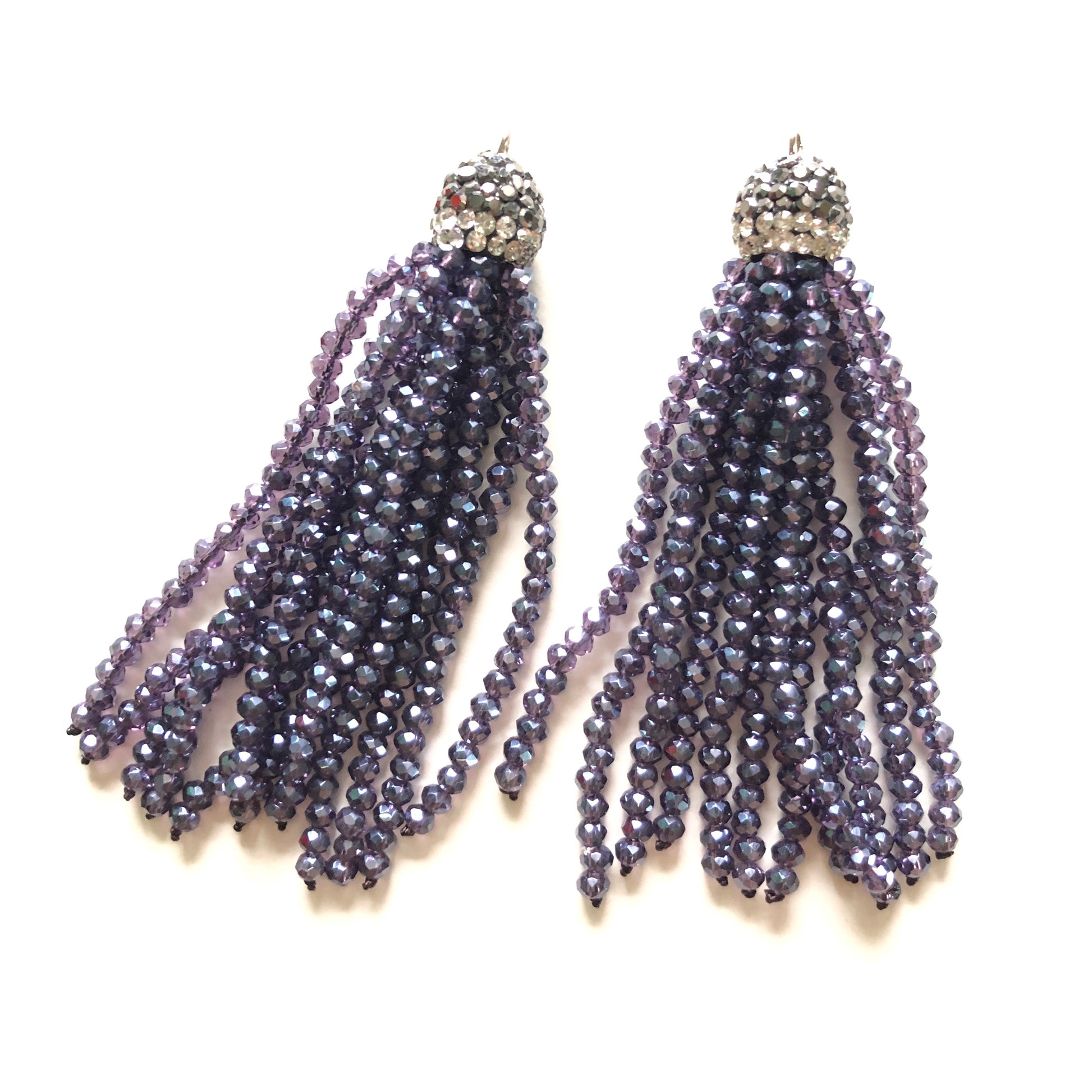 3pcs/lot Clear Purple Crystal Tassel Pendant for Jewelry Making Crystal Tassels Charms Beads Beyond