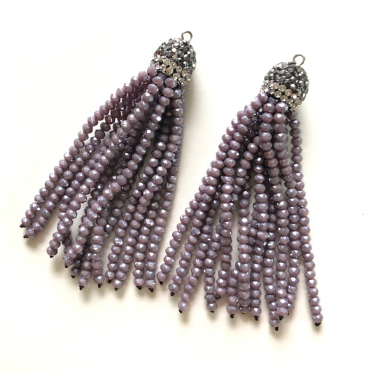 3pcs/lot Purple Crystal Tassel Pendant for Jewelry Making Crystal Tassels Charms Beads Beyond